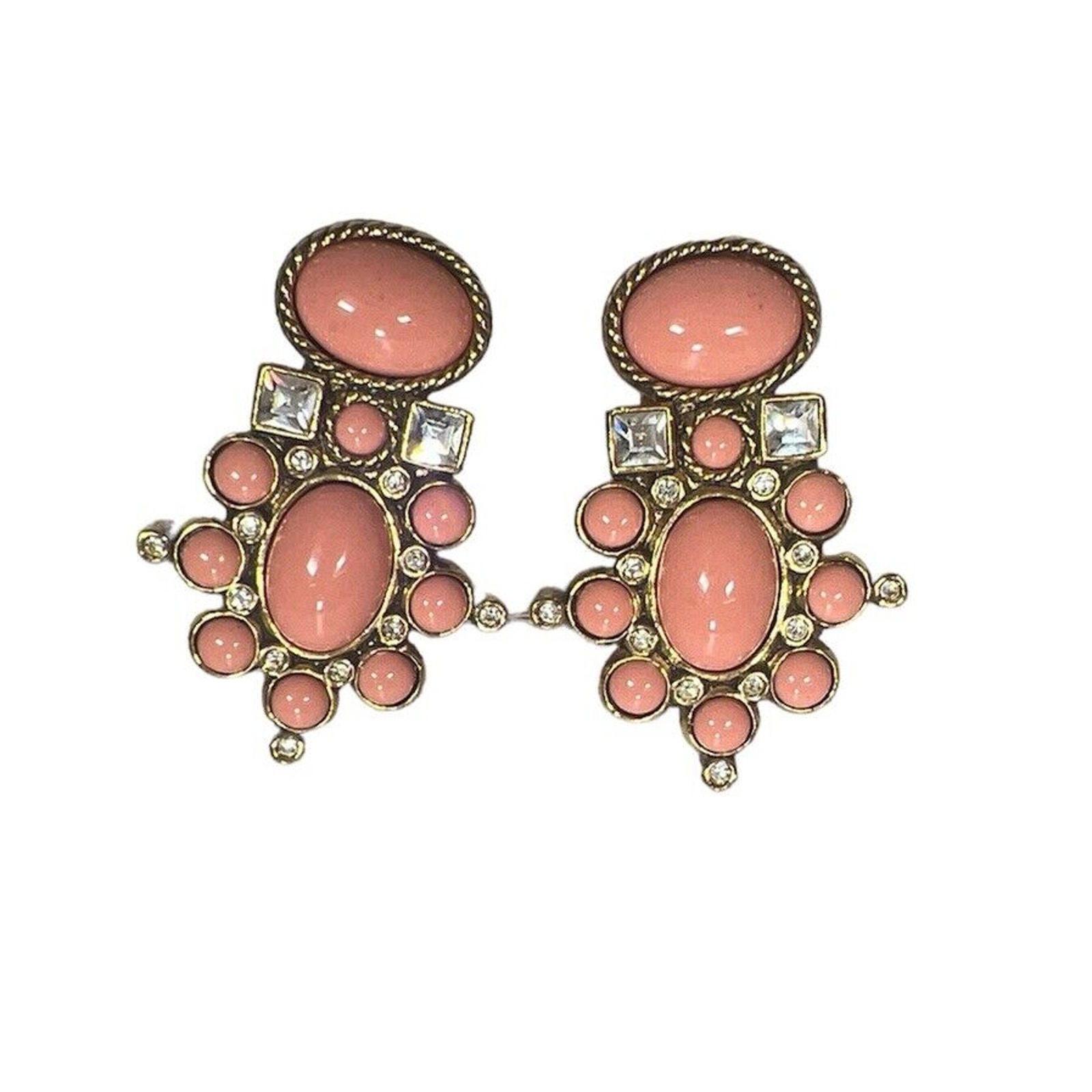 Elizabeth Taylor Avon Sea Coral Gold Clip-On Earrings Stunning Vintage
